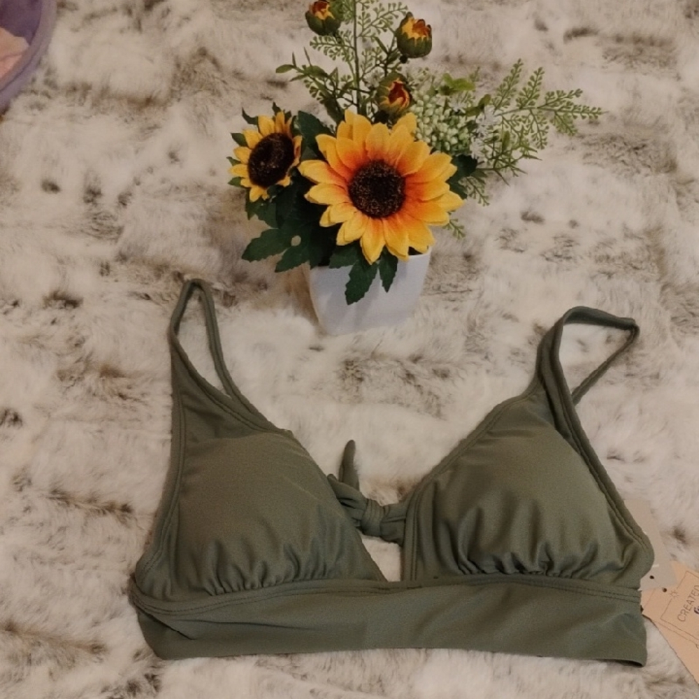 Maurices Olive Bikini Top Size L Women